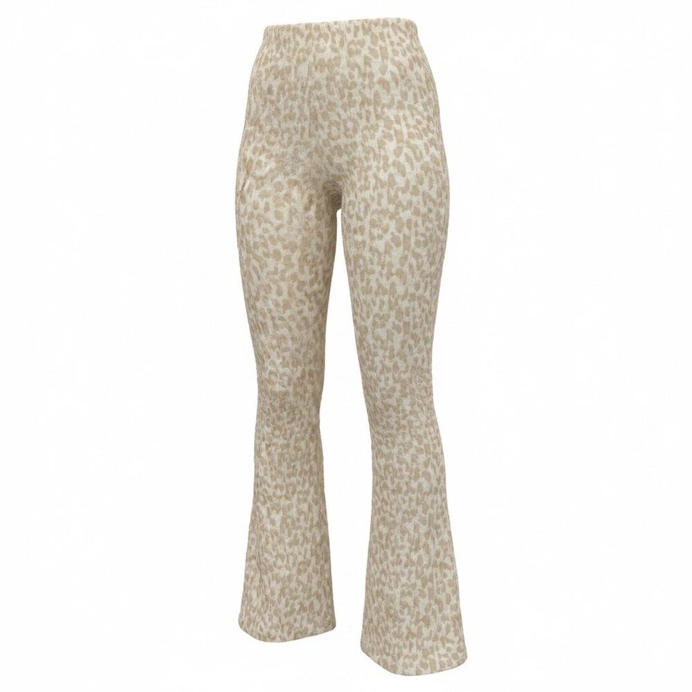 Zara Women Cream Animal Print Flare Pant Size M - NWT